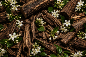 Madera de oud con flores blancas – Esencia Oud Wood