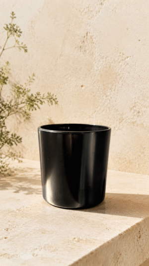 Vela Glossy Black de soja en vaso negro brillante
